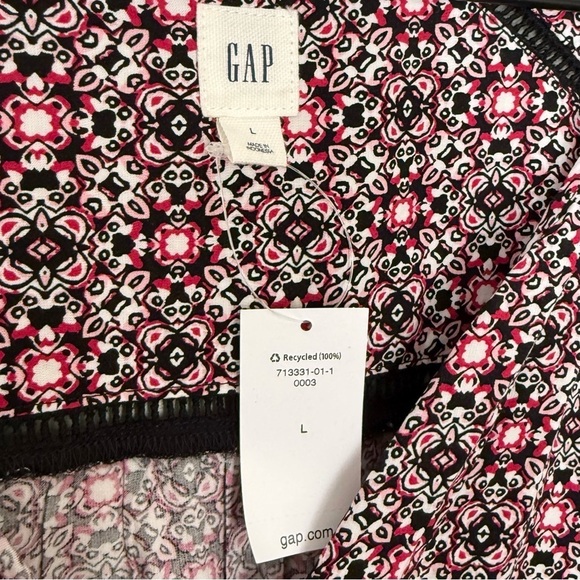 NWT GAP Geometric Pattern Tie Waist Long Sleeve Romper Black Pink White‎ Large - Picture 5 of 9